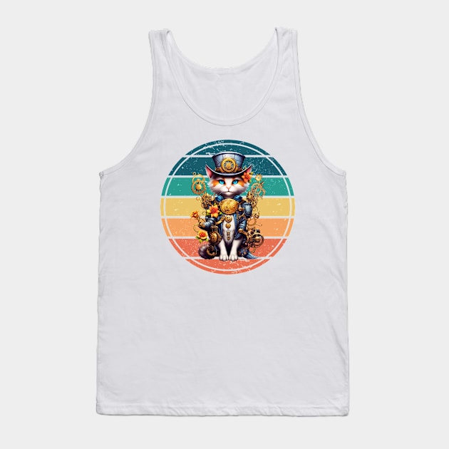 Steampunk Calico Kitty Tank Top by Queen of the Minivan